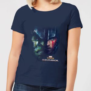 Marvel Thor Ragnarok Hulk Split Face Damen T-Shirt – Navy Blau – S