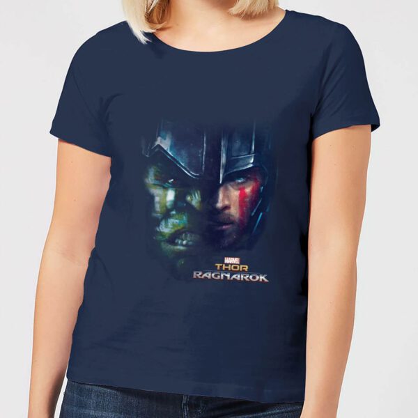 Marvel Thor Ragnarok Hulk Split Face Damen T-Shirt - Navy Blau - S