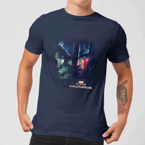 Marvel Thor Ragnarok Hulk Split Face Herren T-Shirt - Navy Blau - S