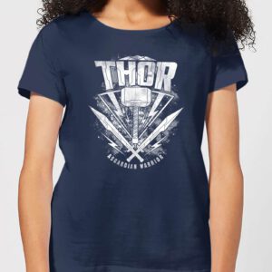 Marvel Thor Ragnarok Thor Hammer Logo Damen T-Shirt – Navy Blau – S