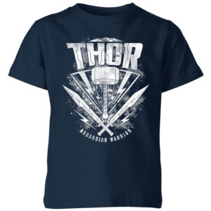 Marvel Thor Ragnarok Thor Hammer Logo Kinder T-Shirt – Navy Blau – 5-6 Jahre