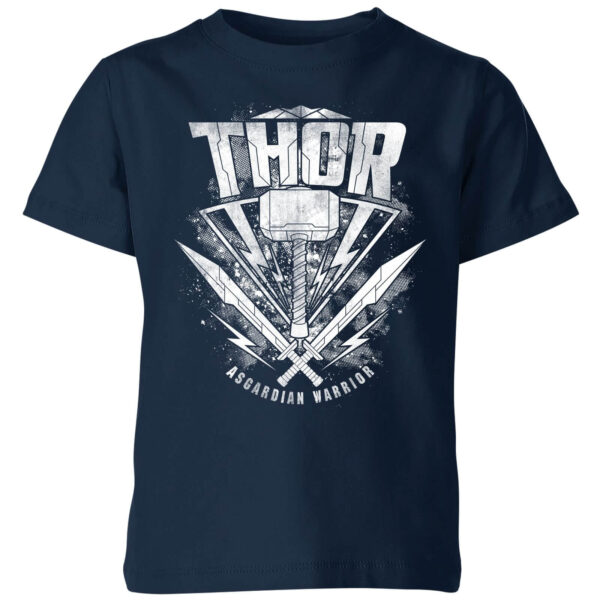 Marvel Thor Ragnarok Thor Hammer Logo Kinder T-Shirt - Navy Blau - 5-6 Jahre