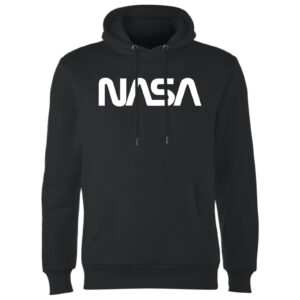 NASA Worm Weiß Logotype Hoodie – Schwarz – XL