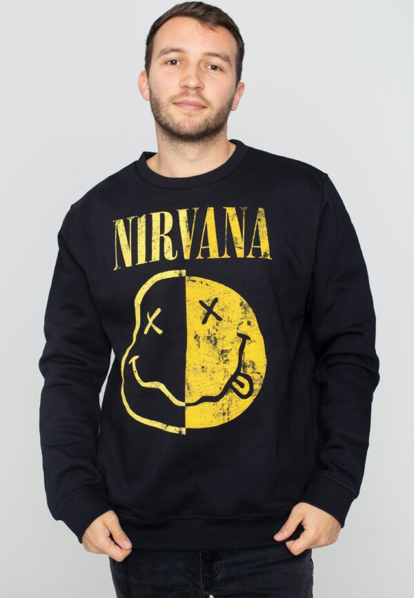 Nirvana - Split Smiley Charcoal - Sweater