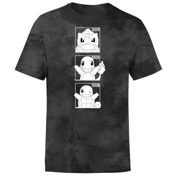 Pokemon Generation 1 Monochrome Starters Men's T-Shirt - Black Tie Dye - S