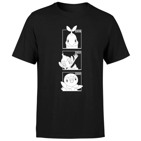 Pokemon Generation 4 Monochrome Starters Men's T-Shirt - Black - XS
