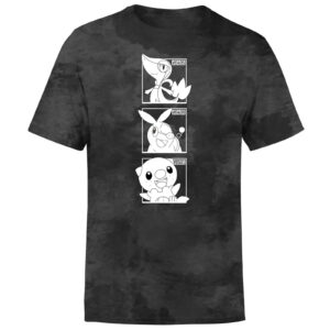 Pokemon Generation 5 Monochrome Starters Men’s T-Shirt – Black Tie Dye – S