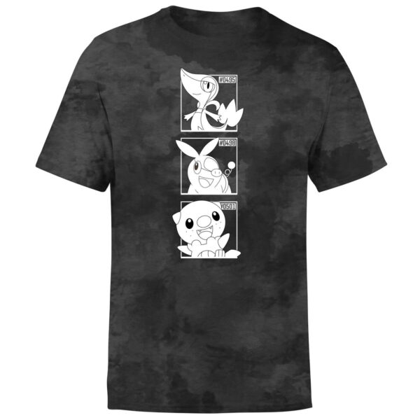 Pokemon Generation 5 Monochrome Starters Men's T-Shirt - Black Tie Dye - S