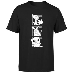 Pokemon Generation 5 Monochrome Starters Men’s T-Shirt – Black – XS