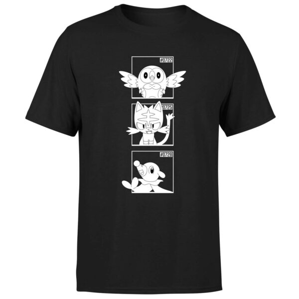 Pokemon Generation 7 Monochrome Starters Men's T-Shirt - Black - XS