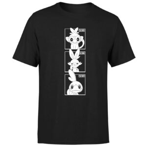 Pokemon Generation 8 Monochrome Starters Men’s T-Shirt – Black – XS
