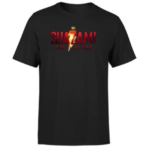 Shazam! Fury of the Gods Logo Unisex T-Shirt – Black – 4XL – Schwarz