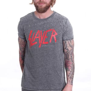 Slayer - Classic Logo Burnout Grey - - T-Shirts