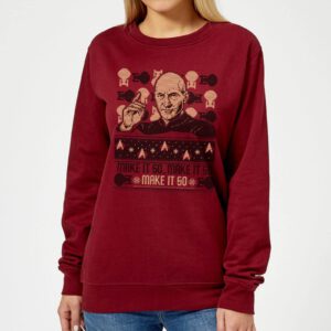 Star Trek: The Next Generation Make It So Damen Weihnachtspullover – Burgund – XS