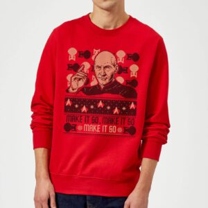 Star Trek: The Next Generation Make It So Weihnachtspullover – Rot – S