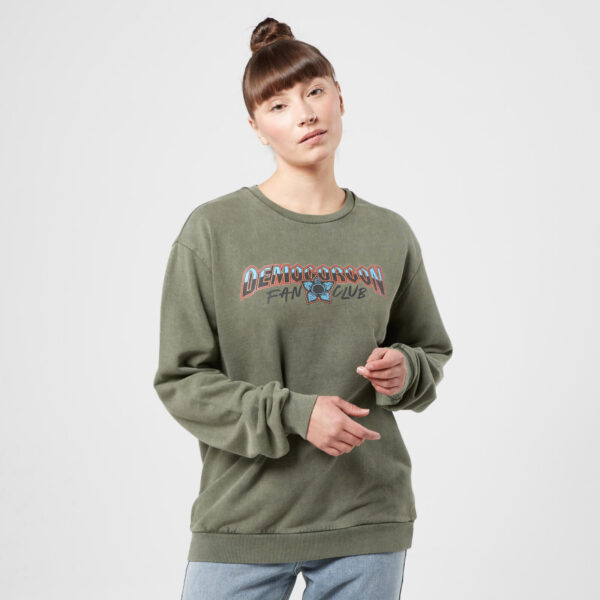 Stranger Things Demogorgon Fan Club Sweatshirt - Khaki Acid Wash - L - Khaki Acid Wash