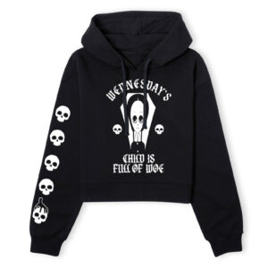 The Addams Family Wednesday's Child Is Full Of Woe Women's Cropped Hoodie - Black - S - Schwarz