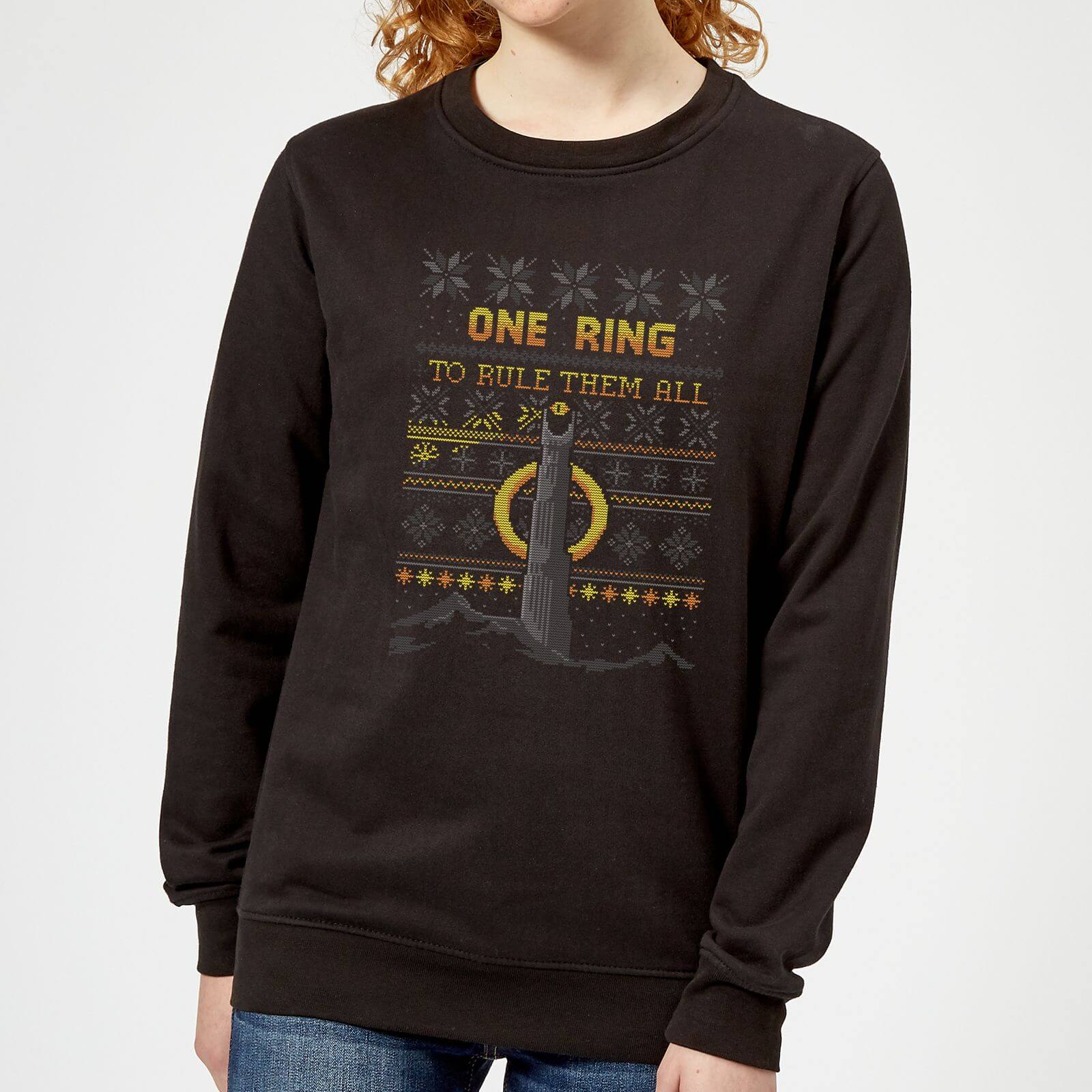 The Lord Of The Rings One Ring Damen Weihnachtspullover – Schwarz – L The Lord Of The Rings One Ring Damen Weihnachtspullover – Schwarz – L