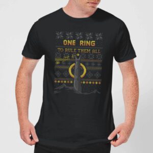 The Lord Of The Rings One Ring Men’s Christmas T-Shirt in Black – S