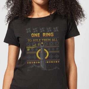 The Lord Of The Rings One Ring Women’s Christmas T-Shirt in Black – S