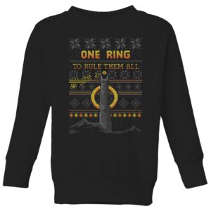 The Lord of the Rings One Ring Kinder Weihnachtspullover – Schwarz – 3-4 Jahre