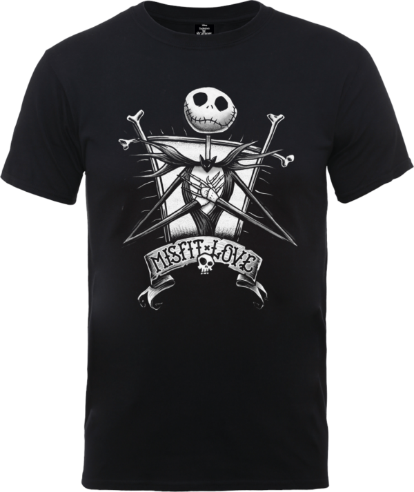 The Nightmare Before Christmas Jack Skellington Misfit Love Schwarz T-Shirt - S