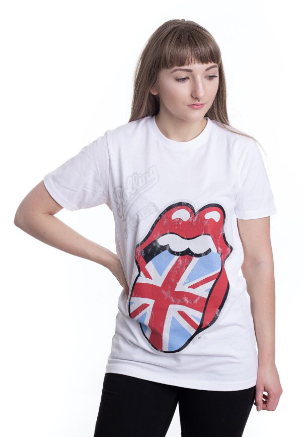 The Rolling Stones - Vtge British Tongue White - - T-Shirts