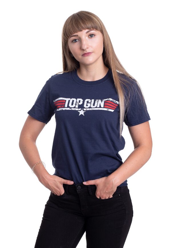 Top Gun - Distressed Logo Navy - - T-Shirts