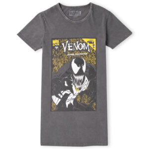 Venom Comic Women’s T-Shirt Dress – Black Acid Wash – S – Black Acid Wash