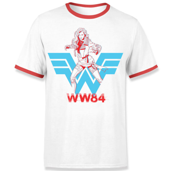 Wonder Woman Barbara Unisex Ringer T-shirt - Weiß / Rot - S - Weiß