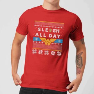 Wonder Woman ‚Sleigh All Day Men’s Christmas T-Shirt – Red – S