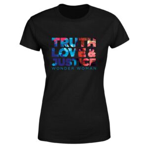 Wonder Woman Truth, Love und Justice Damen T-Shirt – Schwarz – XS