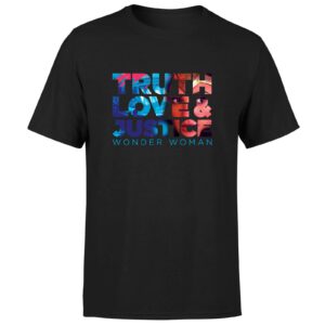 Wonder Woman Truth, Love und Justice Herren T-Shirt – Schwarz – S – Schwarz